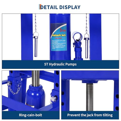 Heavy Duty Hydraulic Car & Truck Ramps, 2 Pack, 5 Ton (11000 lbs) Capacity - Adjustable Low Profile Steel Lift 9.8"–16.2" - Safety Lock for Garage Maintenance - Blue - color: Blue