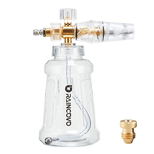Raincovo Foam Cannon for Pressure Washer, Snow Clear Cannon for Car Wash | Stainless Steel Filter, Adjustable Nozzle with M22 and 1/4 Inch Quick Connect, Additional 1.1 mm Orifice Nozzle