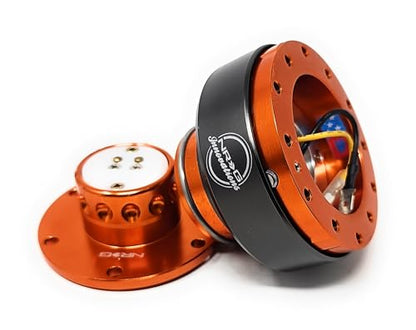 NRG (SRK-200) Orange Aluminum GEN 2.0 Racing Performance Steering Wheel Quick Release Adapter Fit 2-Way 6-Hole Pattern Design - color: Orange