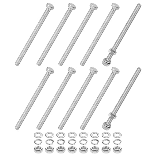 M METERXITY 10-Pack Hex Head Screw Bolt with Nuts Flat & Lock Washers M5x80mm Stainless Steel Bolts and Nuts Kit Fully Threaded Metric Bolt Assortment for Equipment/Machinery - size: M5x80mm