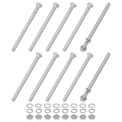 M METERXITY 10-Pack Hex Head Screw Bolt with Nuts Flat & Lock Washers M5x80mm Stainless Steel Bolts and Nuts Kit Fully Threaded Metric Bolt Assortment for Equipment/Machinery - size: M5x80mm