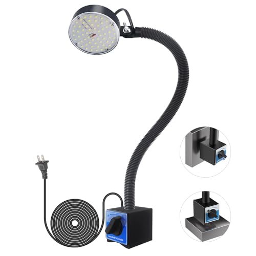 Magnetic Work Light, LED Machine Light, Work Light with Flexible & Magnetic Base, Shop Tool Lamp for Lathe, Work Bench, Sewing Machine, Bandsaw, Industrial Lighting, 2000 Lumens, Black - color: Black