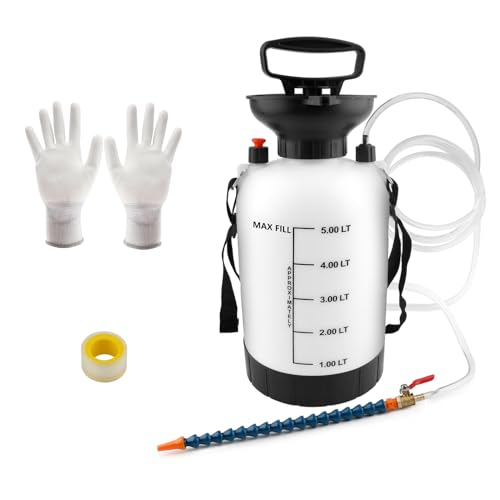 5L Transmission Fluid Pump, Manual Transmission Fluid Transfer Pump with Transparent PU Hose, Brass Switch Valve & Universal Bamboo Nozzle, Oil Filling System for Cars, Trucks, SUV, Marine - size: Fluid Pump-5L