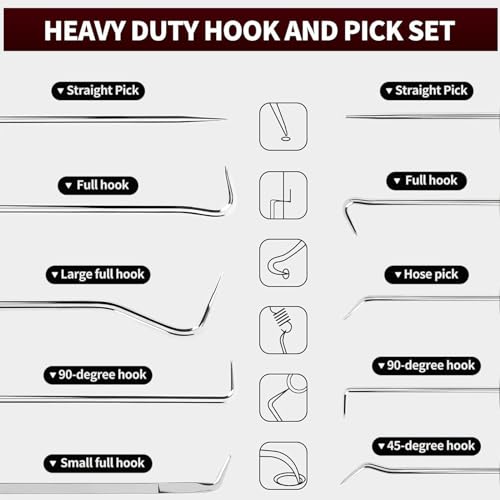10pcs Pick and Hook Set, Precision Automotive Pick Set | Pick Tool Set Car Auto Oil Seal/O-Ring Seal Gasket Mini Precision Hooks Puller Remover Hook Hose Removal Set
