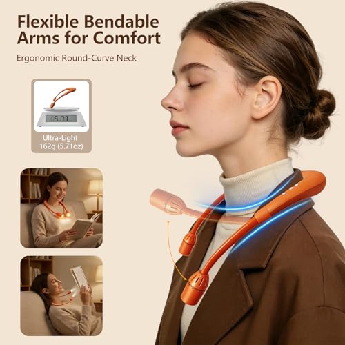 Orange Neck Light, Bluetooth Speaker, 5 Modes, USB-C Rechargeable | Hands-free 2-in-1 neck light and Bluetooth speaker with 90° adjustable beams, 5 modes, 2600mAh USB-C power, and 40+ hours. - color: Orange
