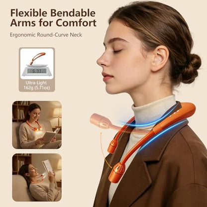 Orange Neck Light, Bluetooth Speaker, 5 Modes, USB-C Rechargeable | Hands-free 2-in-1 neck light and Bluetooth speaker with 90° adjustable beams, 5 modes, 2600mAh USB-C power, and 40+ hours. - color: Orange