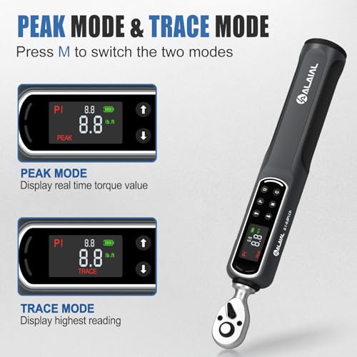 1/4 Drive Digital Torque Wrench, 0.1-8.8 Ft.Lb/0.2-12 Nm Drive Dual Direction Rachet Torque Wrench with Vibration, Buzzer and LED Alert, Electronic Torque Wrench for Bike Motorcycle Car Repair - size: 0.1-8.8 Ft.Lb/0.2-12 Nm-1/4"