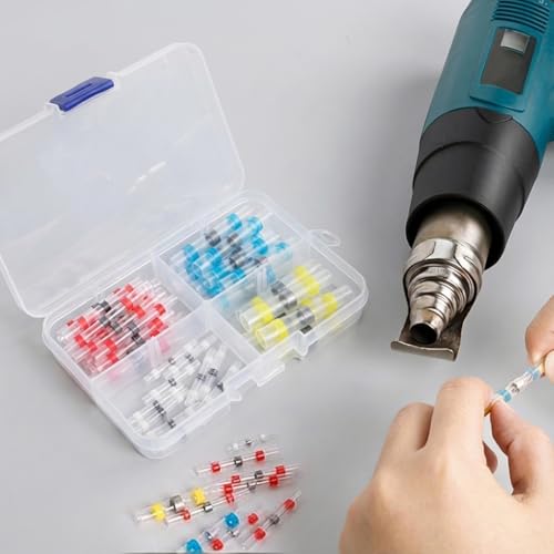 Heat Shrink Solder Seal Wire Connectors Kit - 50PCS Waterproof Butt Connectors for Automotive, Marine, RV & Truck Electrical Wiring Repairs