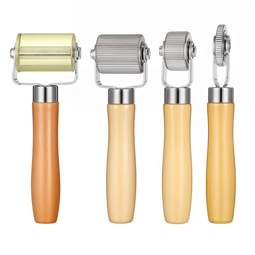 Sound Deadening Roller, 4 PCS Car Sound Deadener Rollers Tool Tire Patch Roller Sounds Deadener Application Rolling Wheel Wood Handle Seam Rollers for Automotive Auto Noise Accessories
