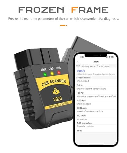 SCUARI Fixed Car Diagnostic Scanner,OBD2 Scanner Bluetooth,Car Accessories,Clear/Reset Vehicle Engine Error Code Reader Diagnostic Tool,Auto Diagnostic Scan Tool,Suitable for iPhone iOS Android