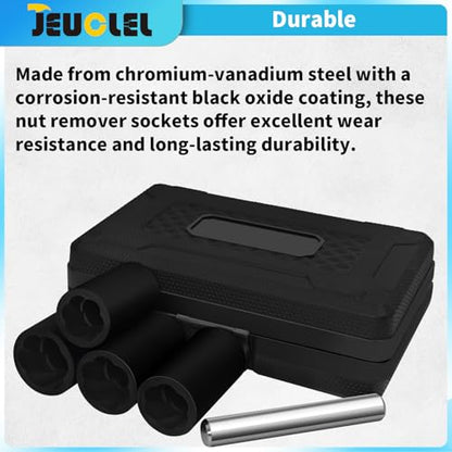 5PCS Twist Lug Nut Socket Set, 1/2" Drive Bolt Nut Extractor Tool | T10, T15, T20, T25, T27, T30, T40, Damaged, Stripped, Fastener, Remover, Rusted, Screw Remover, Impact Drive Bit, Head Drill - color: 5pcs Lug Nut Extractor 1/2 Inch Drive