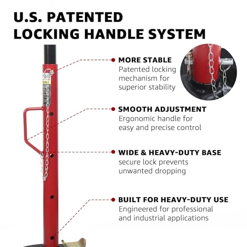 BESTOOL 1.5-Ton (3000Ibs) Underhoist Support Stand with Handle, Adjustable Height 30.7'' to 70.8'', Multi-Functional Topped Adapter, Easy Switching, Supporting Vehicle Components（US Patented） - color: 1.5 Ton Underhoist Stand