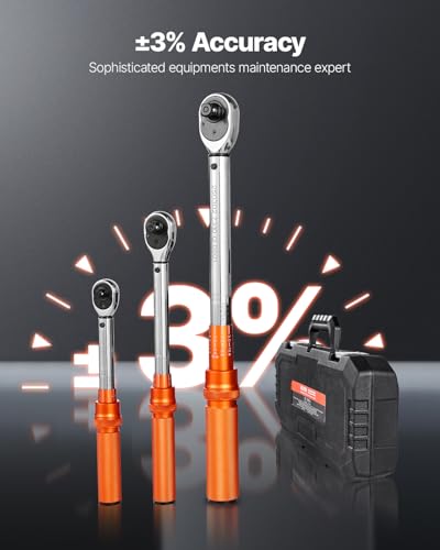 VEVOR 1/4 3/8 1/2 Inch Drive Torque Wrench, 3Pcs Click Torque Wrench Set 20-240IN-LB, 5-45FT-LB, 10-170FT-LB, Dual-Direction Adjustable 72 Tooth for Bicycle, Moto and Car Maintenance - size: 1.7-20 FT.LB, 5-45 FT.LB, 10-170 FT.LB, style: 1/4, 3/8, 1/2-Inc