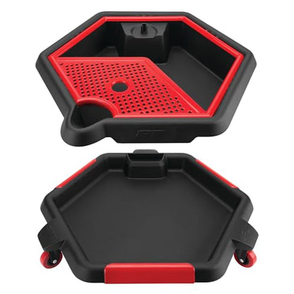 Performance Tool W4074 2 in 1 Drain Pan and Tool Caddy - Conveniently Collects Oil and Organizes Tools for Automotive Repairs - style: 2 In 1 Drain Pan Tool Caddy