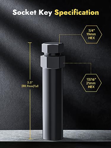 MIKKUPPA 2pcs 6 Point Spline Lug Nuts Socket Key Tool - for 17.6mm Inner Diameter - Compatible with 17mm Replacement Spline Socket - color: Black, size: 6 Spline - 2 PCS