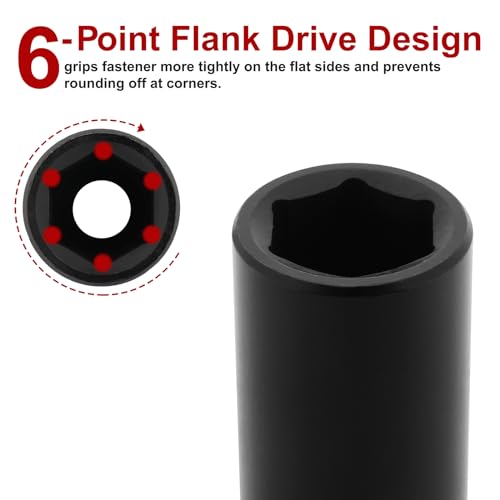 CASOMAN 1/2-Inch Drive x 17mm Deep Impact Socket, 2PCS Set, 6-Point, Metric, CR-MO - size: 17 mm (Deep, Pack of 2), style: 6-Point Socket