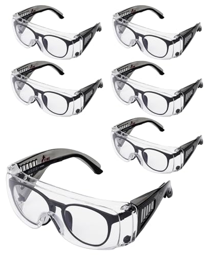 UNCO- Safety Goggles Over Glasses, Protective Goggles, Anti Fog, Work, Safety Glasses Over - color: Black, size: 6 Pack