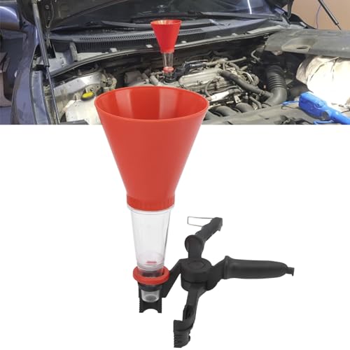 Engine Oil Funnel Kit, 3Pcs Universal Anti Static Engine Oil Funnel Tool, Spill Proof Labor Saving Automotive Funnels Set for Car, Easy to Use 1 Person Design (Red) - color: 1#