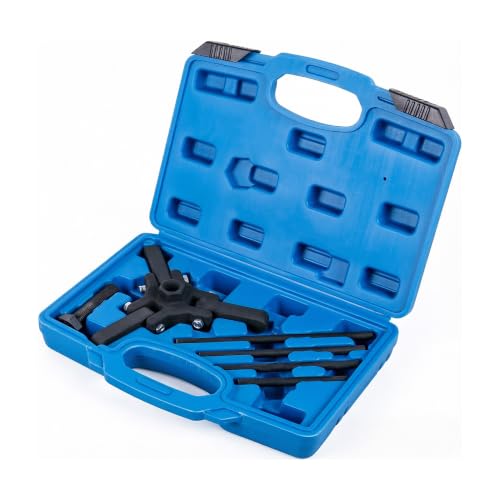 MOSTPLUS Harmonic Balancer Puller Set Adjustable 3-Jaw Puller, 4 Lengths Forcing Rods, Compatible with Chrysler GM Mitsubishi 6-Piece