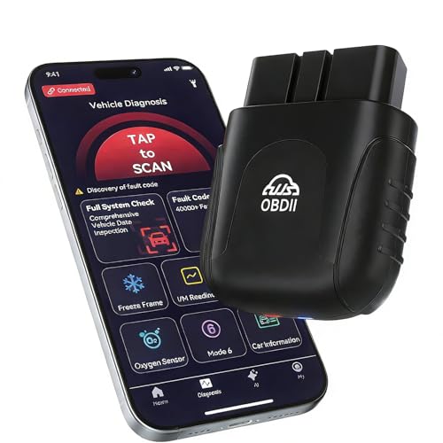Rocco OBD2 Scanner Bluetooth for iOS Android, AI Diagnostic Tool for Car Repair, No Subscription Fee, AutoVIN, 45000+ Fault Codes, Check & Clear Engine Codes, Real-Time Data, Vehicles 1996+(Black) - color: Black