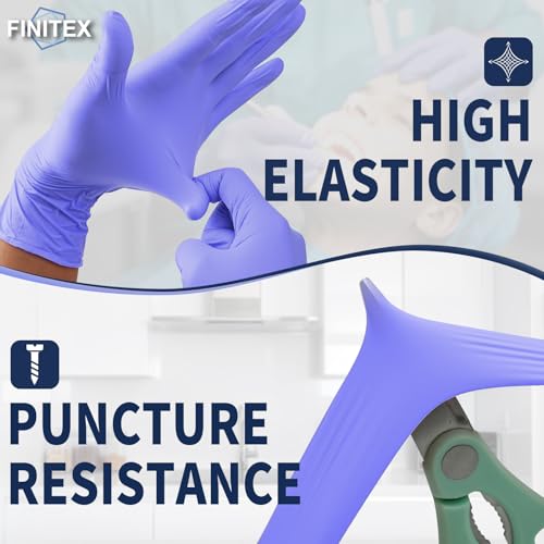 FINITEX Ice Blue Nitrile Exam Gloves - Powder-free, 1000 PCS Medical & Home Cleaning Gloves - size: Small (Pack of 1000)