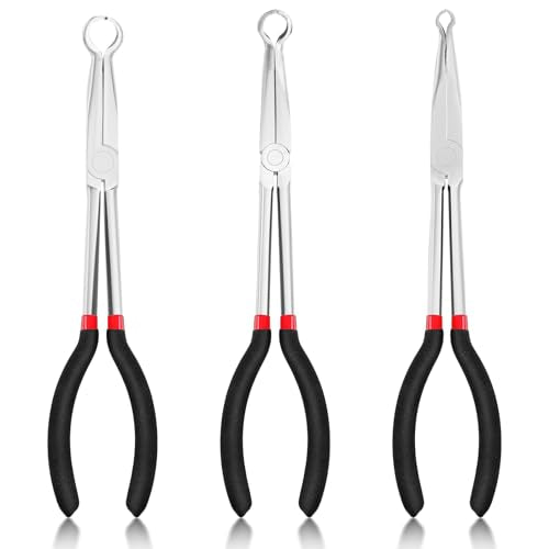 3 Pcs 11" Hose Gripper Plier Set, Black & Red, 5/16-Inch, 1/2-Inch, 3/4-Inch Hose Gripping Pliers for Easy Removal and Installation of Automotive Hoses and Fittings