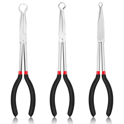 3 Pcs 11" Hose Gripper Plier Set, Black & Red, 5/16-Inch, 1/2-Inch, 3/4-Inch Hose Gripping Pliers for Easy Removal and Installation of Automotive Hoses and Fittings