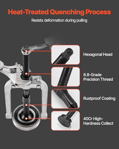 VEVOR Blind Hole Bearing Puller Set, 16-in-1 Inner Bearing Race and Seal Extractor Kit, 16 PCS Slide Hammer Pilot Insert Inner Internal Bearing Removal Tool Set with 10 Split Collets and Counterstay - color: Silver + Black