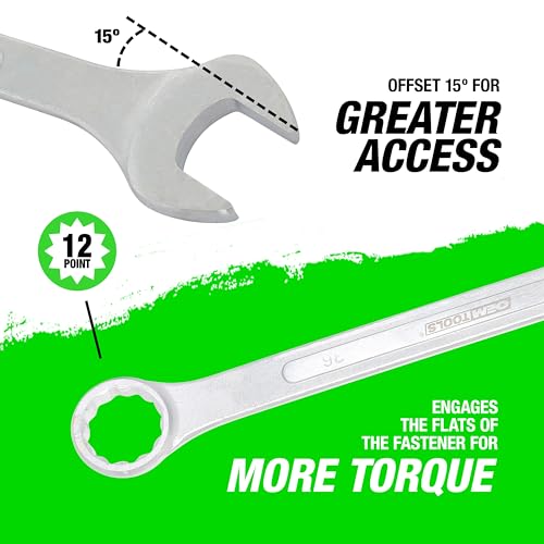 OEMTOOLS 22133 36mm Jumbo Combination Wrench, Chrome Plated, Raised Panel Design, Metric - size: 36mm