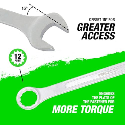 OEMTOOLS 22133 36mm Jumbo Combination Wrench, Chrome Plated, Raised Panel Design, Metric - size: 36mm