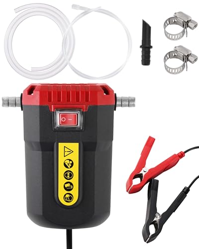 12V 80W Engine Oil Extractor Pump, Electric Oil Pump for Car Oil Change, Car Fluid Pump for Motor Oil, Gear Oil, Transmission Fluid Transfe, Red - color: Red