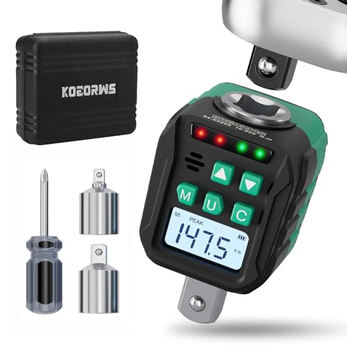 1/2-Inch Digital Torque Adapter, 7.38-147.5 Ft.lb/10-200 N.m, Electronic Torque Wrench Converter with ±2% Accuracy, Preset Function, Data Storage, 3/8” & 1/4” Adapter for Bike, Moto, Car - size: 7.38-147.5 Ft-lb/10-200 Nm