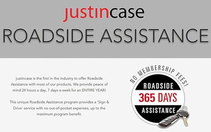 Justin Case Travel Pro Emergency Roadside Kit - Compact Car Safety Set with Jumper Cables, Tow Strap, Flashlight, Gloves, First Aid Kit & 1-Year Free Roadside Assistance