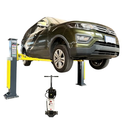 2 Post Car Lift 7000lbs, 8000lbs Tested Heavy Duty Hydraulic Auto Vehicle Truck Lift with 2+3 Adjustable Arm Design, Safety Lock and Rubber Door Protectors, for Garage and Workshop, 110V