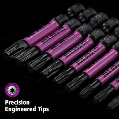 TGFTGF 13PCS T7-T40 Impact Torx Bit Set, 2" S2 Steel Star Bits Set with Magnetic CNC Machined Tips, 1/4" Hex Shank Torx Bits for Power Tools & Drill, with Storage Case, Automotive Home