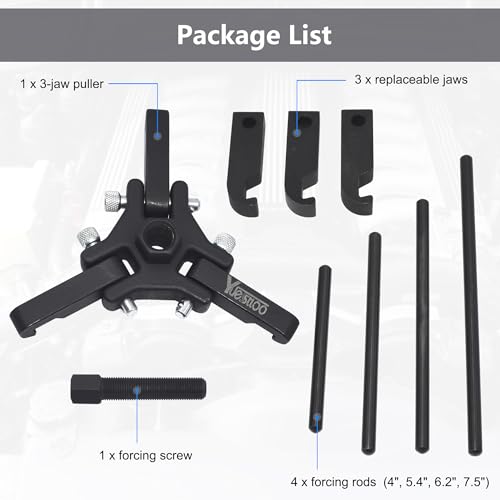 Harmonic Balancer Damper Pulley Puller Kit | Compatible with Ford GM Chrysler Cadillac Chevy, Adjustable Upgraded 3-Jaw Puller for Harmonic Damper & Balancer Removal - color: Black Case