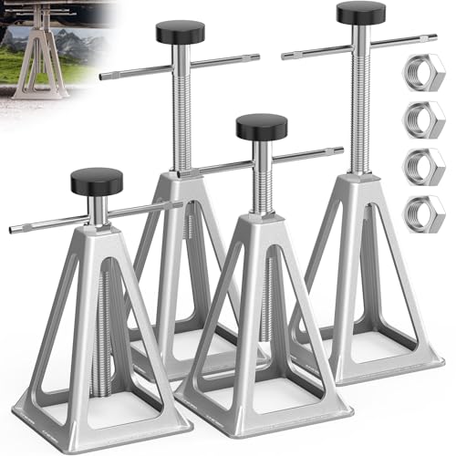 WELLUCK RV Stabilizers Jacks 4 Pack,Screw Jack Stands for RV Camper Travel Trailer Leveling,Aluminum,Single Support Up to 6000 Lbs, Adjustable from 11" to 17"