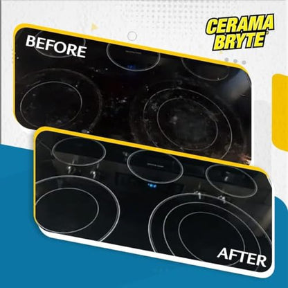 Cerama Bryte Complete Cooktop Cleaning Kit, 10 Cleaner Pads, 1 POW-R Grip Tool, 1 Scraper, and 1 Microfiber Cloth, 28 Fl Oz