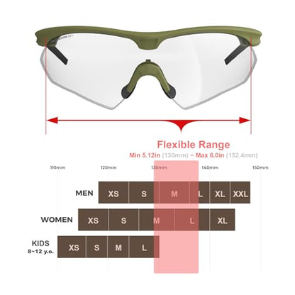 HTS HUNTERSKY S53 Anti Fog Tactical Shooting Range Safety Glasses ANSI Z87.1 Ballistic Eye Protection Hunting Airsoft Riding - color: S53 Green / Clear