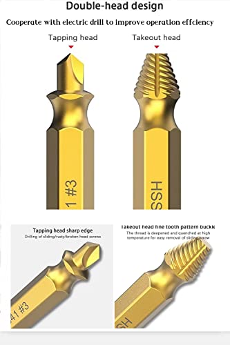 Damaged Screw Extractor-Kit Stripped-Screws Removal-Tool - Broken Screw Extractor Speed Out Screw Extractor Set 6PCS Cooswai