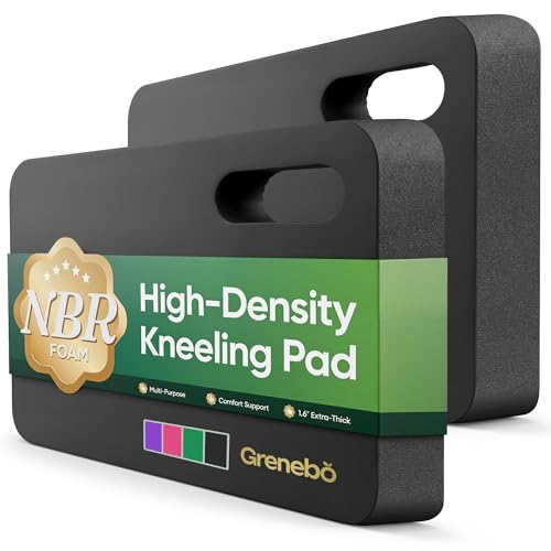 Grenebo 2-Pack Kneeling Pads, Extra Thick NBR, 17.3 x 11 x 1.6 in, Black | Soft NBR Foam Cushion for gardening kneeling pad use, Knee pad support for Gardening, Baby Bathing, Exercise and Work - color: Black