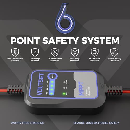 Voltset MPPT Solar Charge Controller 12V for Solar Panels Up to 50W | IP67 Waterproof | LED Indicators | For RV, Marine, Camper & Trailer | Supports Gel, AGM, Lead-Acid & LiFePO4 - style: Mppt Solar Charge Controller use Below 50W