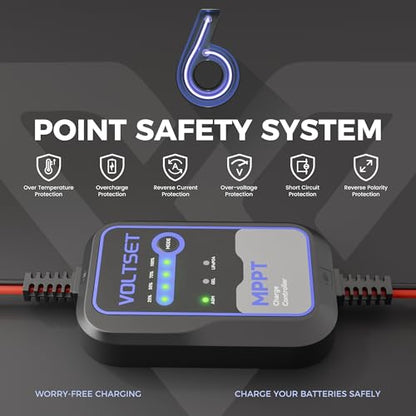 Voltset MPPT Solar Charge Controller 12V for Solar Panels Up to 50W | IP67 Waterproof | LED Indicators | For RV, Marine, Camper & Trailer | Supports Gel, AGM, Lead-Acid & LiFePO4 - style: Mppt Solar Charge Controller use Below 50W