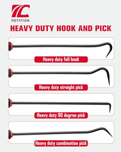 ROTATION 4-Piece Heavy-Duty Long Hook & Pick Set, Automotive Hose Removal Tools for Vehicle Radiator and Coolant Hose, Clamp, and More