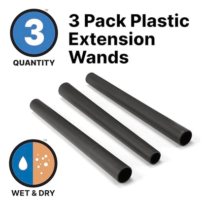 Shop-Vac 9061400 1.25 Inch Diameter Extension Wands, 3-Pack Set | Durable Black Plastic, Ideal for Extended Reach With 1.25 Inch Hoses - size: 1.25-Inch, style: Extension Wands