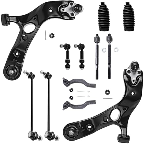 Detroit Axle - Front End 16pc Suspension Kit for 2006-2012 Toyota RAV4 | 2 Ready Struts 2 Lower Control Arms 4 Tie Rods 4 Front Rear Sway Links 2 Rear Shock Absorbers 2 Boots Replacement [2.4L 2.5L] - size: 16ACQS2500686/Big Kit