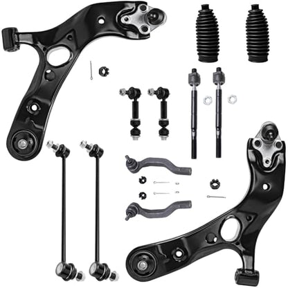 Detroit Axle - Front End 16pc Suspension Kit for 2006-2012 Toyota RAV4 | 2 Ready Struts 2 Lower Control Arms 4 Tie Rods 4 Front Rear Sway Links 2 Rear Shock Absorbers 2 Boots Replacement [2.4L 2.5L] - size: 16ACQS2500686/Big Kit