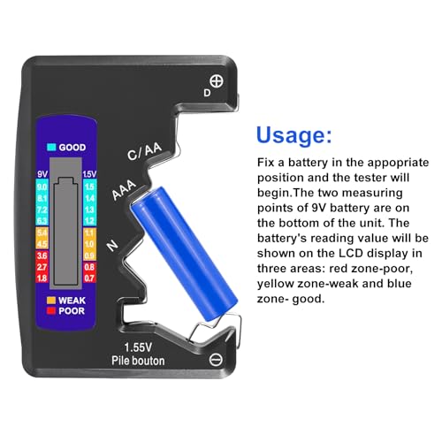 UMLIFE 2PACK BT-886 Battery Tester Checker BatteryTester for Battery C D 9V AA AAA 1.5V -Black - color: 2PCS BT-886 black