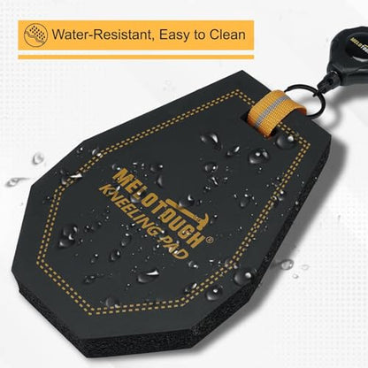 MELOTOUGH Mini Kneeling Pads with Badge Reel for Work, 1" Thick Soft NBR Foam Kneeling Pad for Mechanics, Construction, Electricians, Plumbers - Portable & Comfortable (Black)