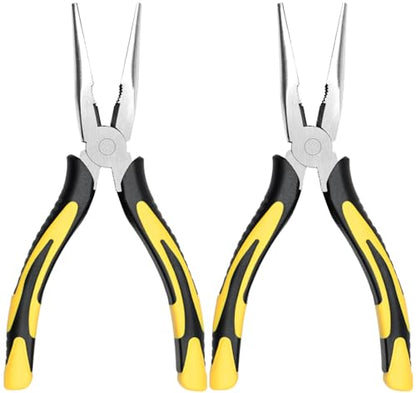 Premium Long Needle Nose Pliers-8’’, Paper Clamp Precision, High Carbon Steel, Soft Grip with Wire Cutter, Long Nose Cutting Pliers for Home, Fishing, Jewelry, Crafts,2pcs - style: Two-8in